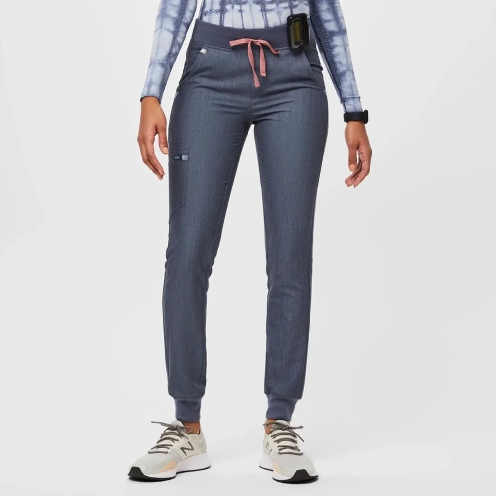 FIGS 🩶HEATHER DENIM🩶 High Waisted Zamora™ Jogger Scrub Pants - Picture 1 of 3